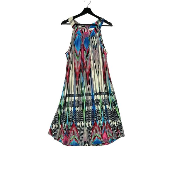 Mlle Gabrielle Plus Size 1X Halter Midi Dress Multicolor - Picture 1 of 6